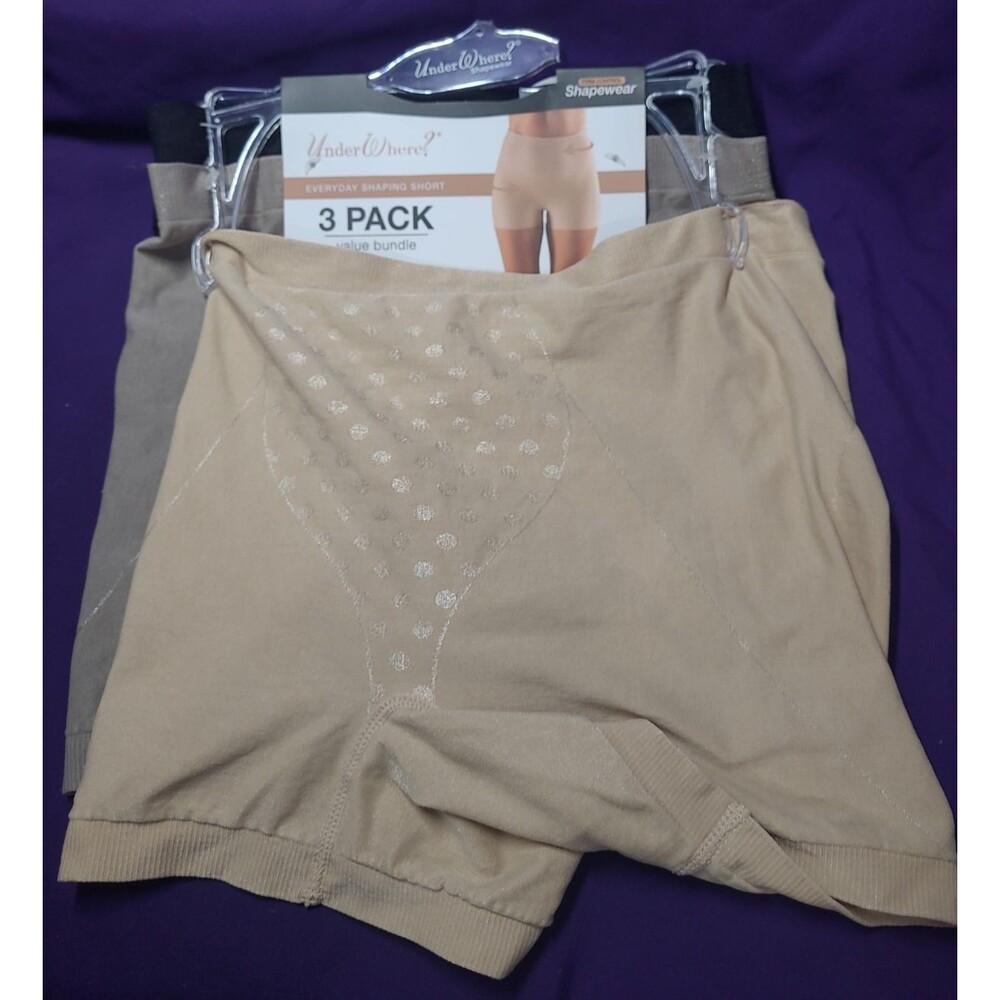 UnderWhere Shapewear 3 Pack Seamless Short Tummy And Rear Control New Large